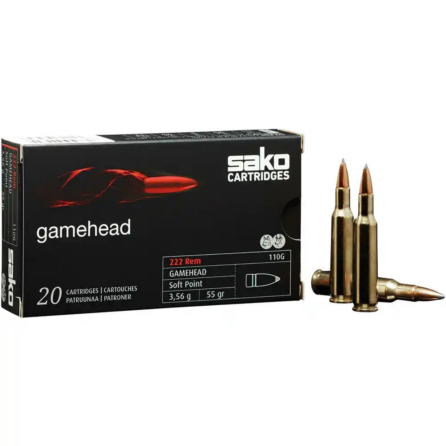 Sako .222 RemMag Gamehead SP 55grs / 3 Sako .222 RemMag Gamehead SP 55grs / 3