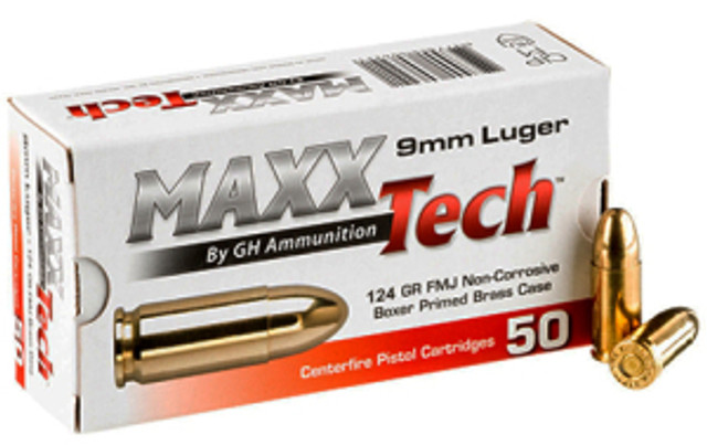 MaxxTech 9mm Luger FMJ 124grs / 8