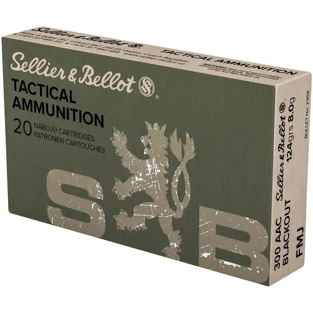 Sellier & Bellot .300 AAC Blackout FMJ 124grs / 8 Sellier & Bellot .300 AAC Blackout FMJ 124grs / 8