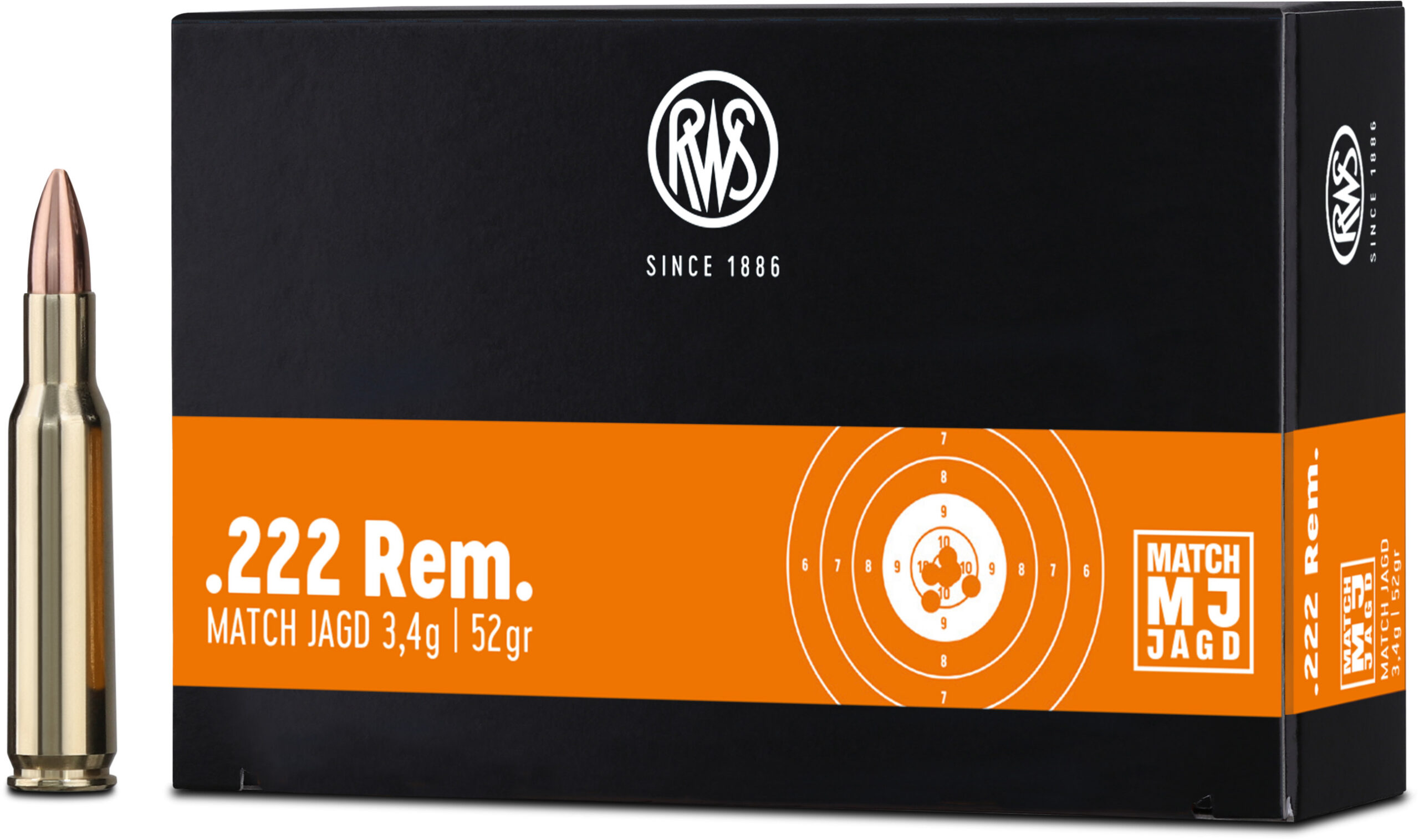 RWS .222 Rem Match Jagd 52grs / 3 RWS .222 Rem Match Jagd 52grs / 3
