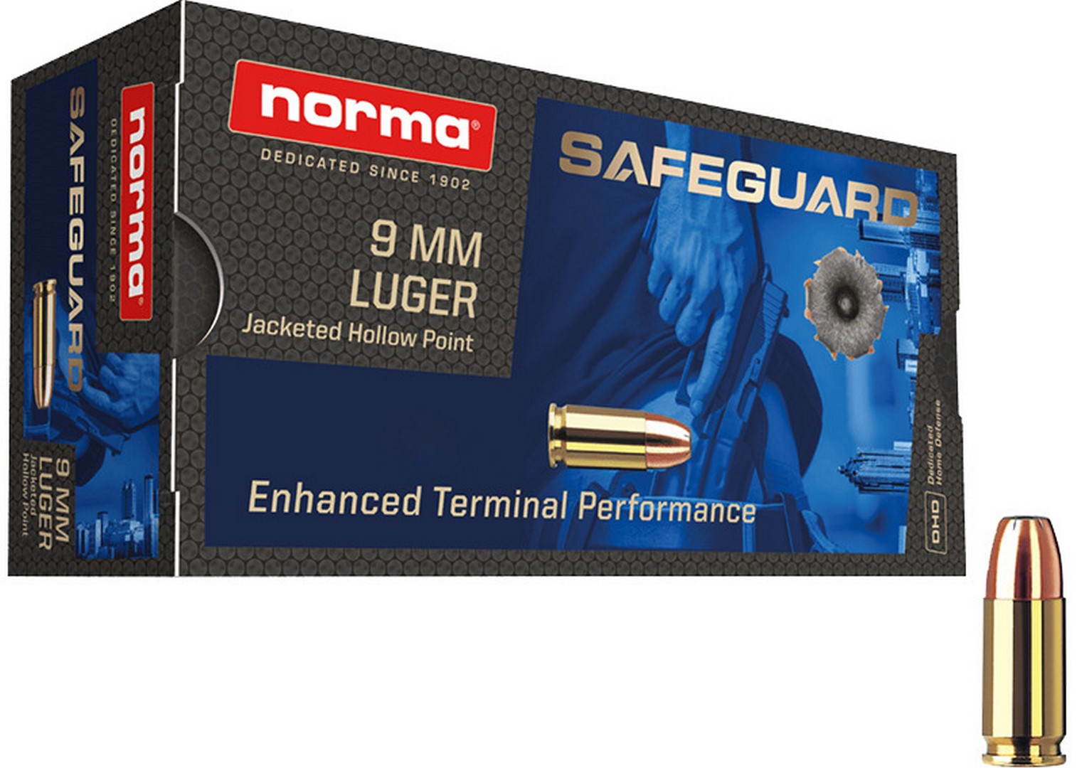 Norma 9mm Luger Safeguard JHP 124grs / 8 Norma 9mm Luger Safeguard JHP 124grs / 8